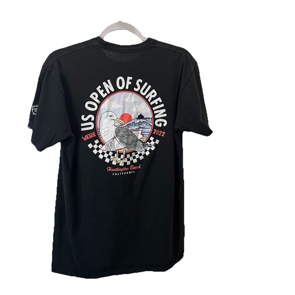 Vans US Open Of Surfing Shirt Men’s M Black 2022 Huntington Beach California